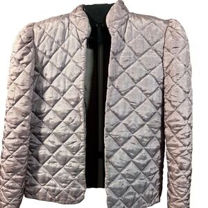Vintage Quilted Jacket Iridescent Lavender Puff Sleeve Puffer Coat